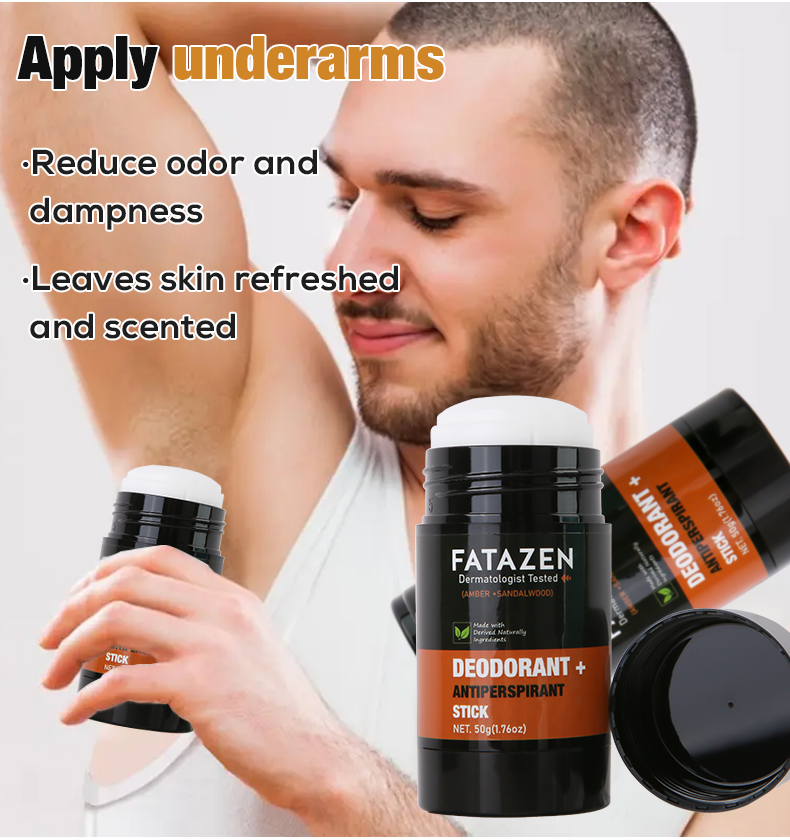 FATAZEN Wholesale Herbal Deodorant Antiperspirant Stick Body Natural Vegan Sandal Amber Sweat Odor Balm Deodorant Stick