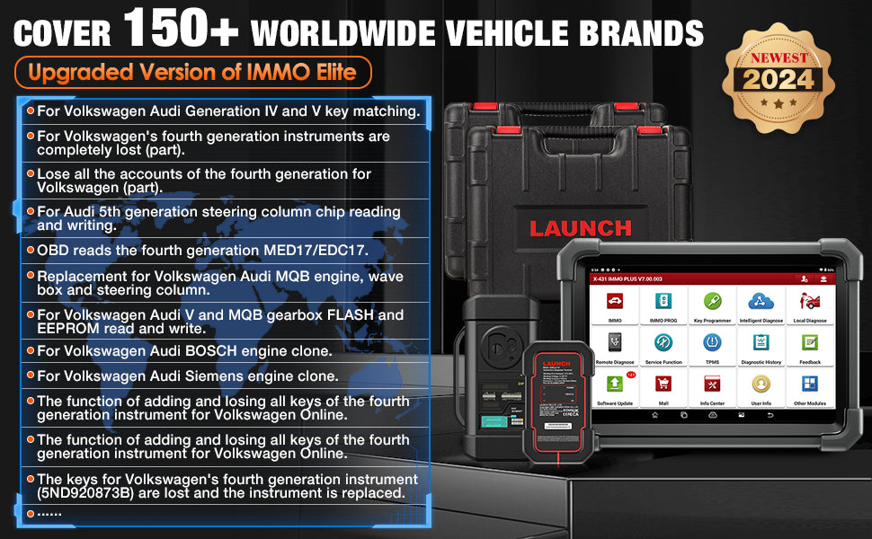 LAUNCH X431 IMMO PLUS Key FOB Programmer Car Diagnostic Tool OBD2 Scanner Professional Automotive Code Reader