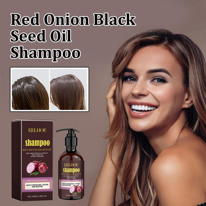 EELHOE Red Onion Black Seed Oil Shampoo Clean Scalp Easy Dandruff Removal Smooth Hair Oil Control Shampoo