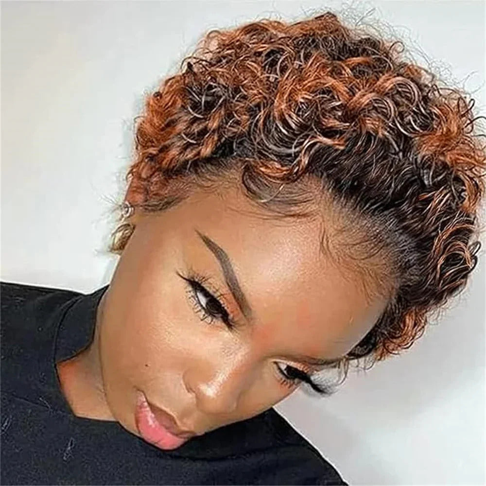 Burgundy Pixie Cut Curly Kinky 6 Inches Stretched Length 13X1 Lace Glueless Short Long Raw Human Hair Frontal Wig Wholesale