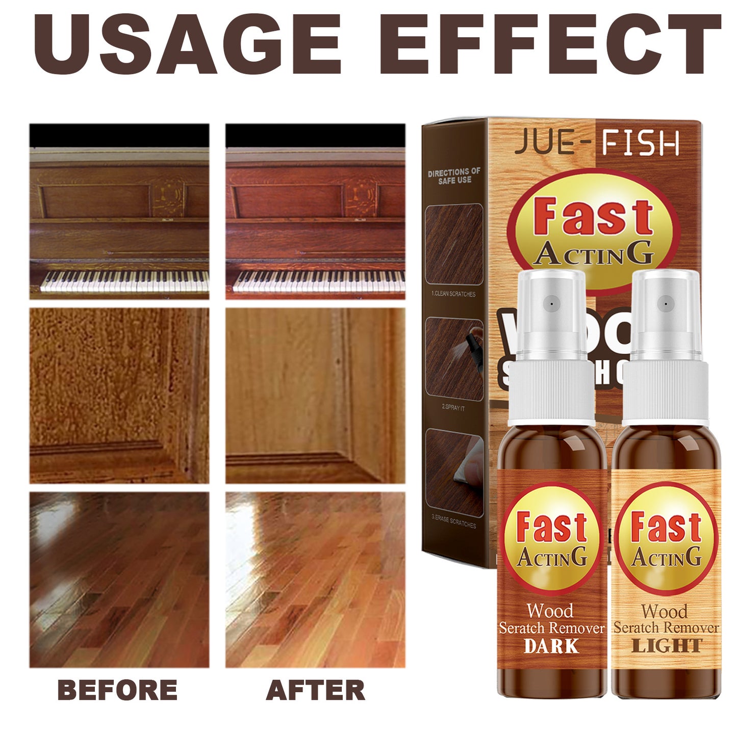 JUE-FISH Wood Floor Scratch Repair Agent Scratch Touch-Up Spray Furniture Floor Renovation Paint Repair