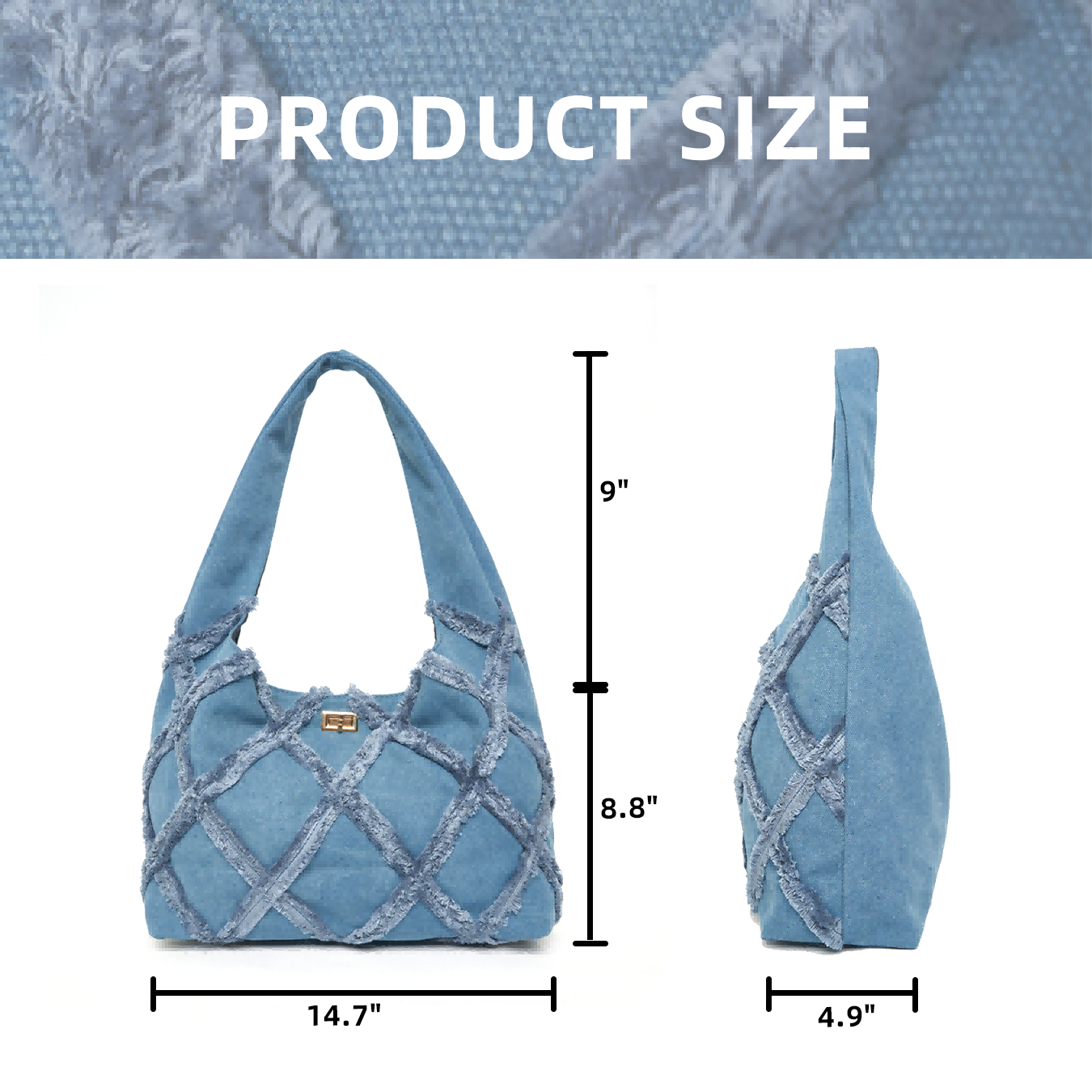 Denim Jean Women's Tote Bag High Quality Fashion Designer Casual Crossbody Handbag for Women