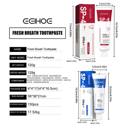 EELHOE Fresh Breath Toothpaste Cleans Teeth Odor Care Oral Daily Teeth Whitening Care Toothpaste