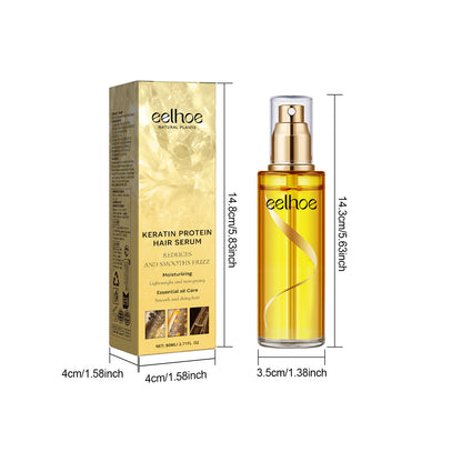 EELHOE Keratin Hair Serum Spray Hair Repair Improve Dry Curly Frizzy Hair Pomade Oil Essence