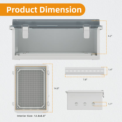 250X350X150mm Clear Cover Outdoor Electrical Box Enclosure ABS Plastic Junction Control Panel Box With Drill Holes