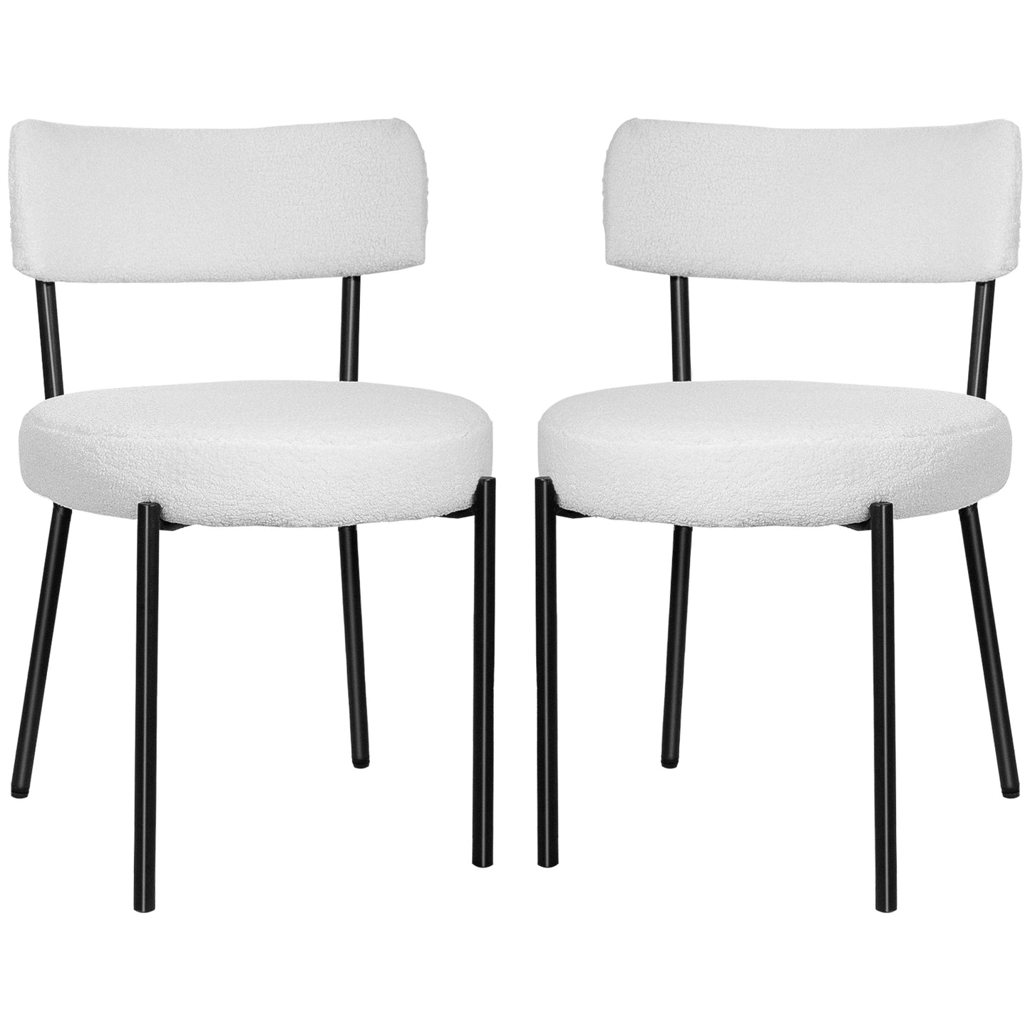 Set of 2 Black Sherpa Mid Century Modern Dining Chairs Velvet Upholstered for Home or Hotel Kitchen & Dining Room