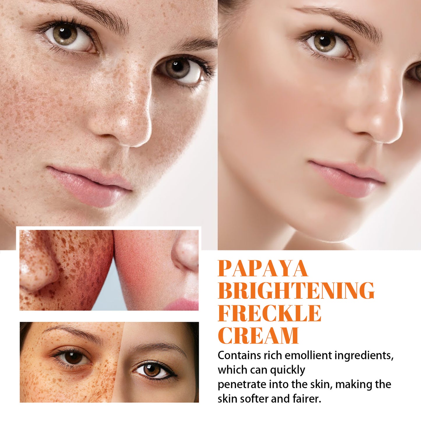 EELHOE Papaya Whitening Freckle Cream Lighten Facial Freckles, Dark Spots, Brighten and Moisturize Skin Day & Night Cream