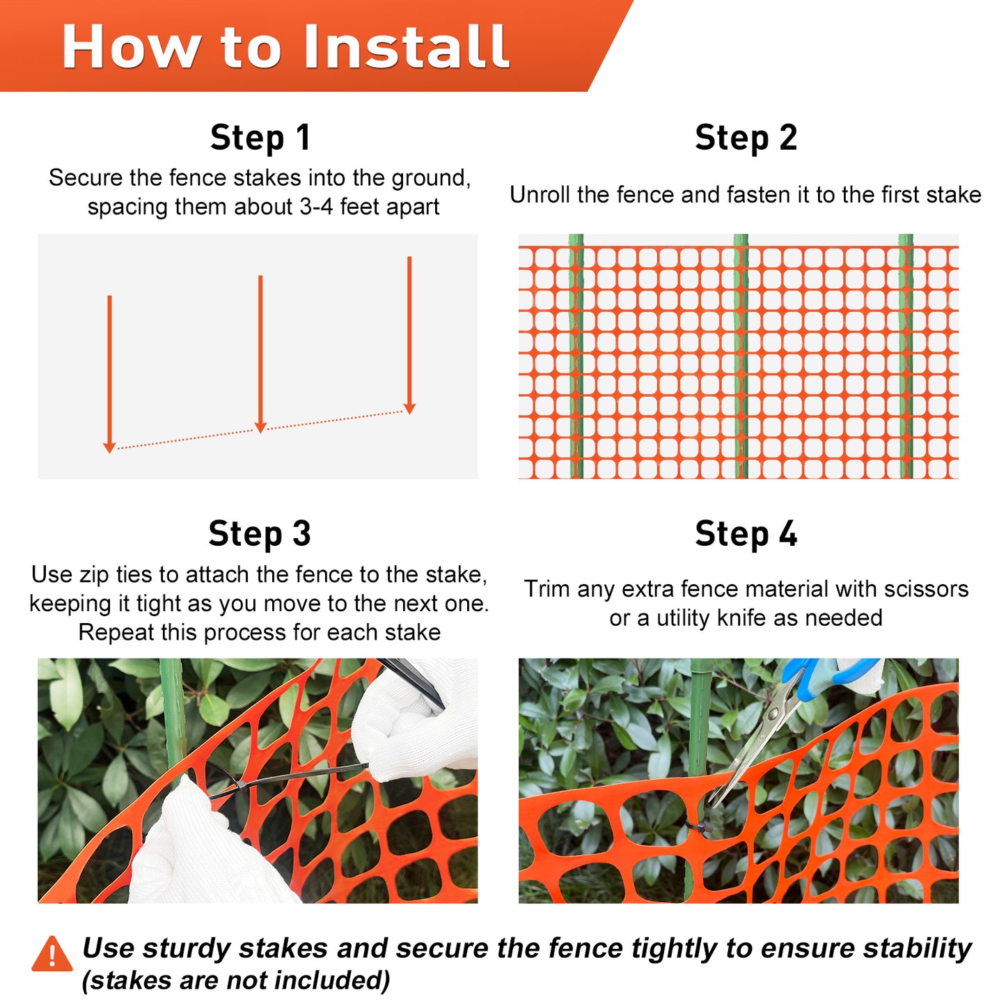 Orange Color Plastic Fence Easy Visible Construction Netting for Snow Fencing