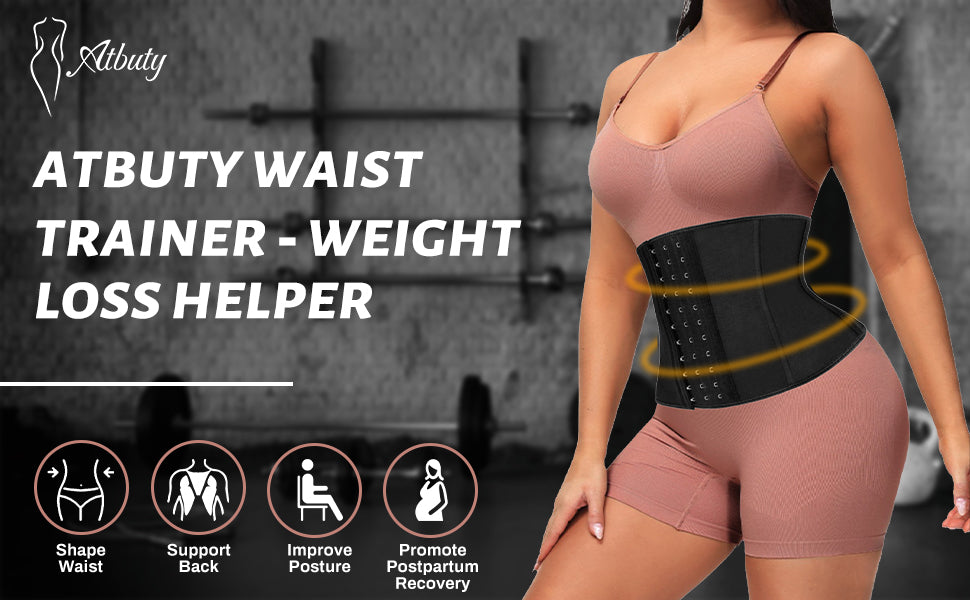 ATBUTY 9 Inches Short Torso Sport Girdle Underwear Women 9 Steel Bones Latex Waist Trainer Corset Private Label