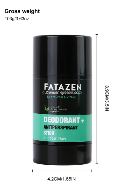 FATAZEN 100% Natural Body Care Body Balm Stick Antiperspirant Stick with Ocean Scent and Citron 2-in-1 Deodorant Stick