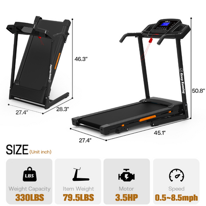 TOPKO in STOCK US WAREHOUSE Jogging Running Exercise Machine with Bluetooth & Pulse Monitor Folding Treadmill