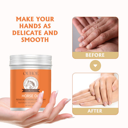 OUHOE Horse Oil Moisturizing Hand Cream Nourishing Moisturizing Hydrating Hand Care Anti-Freezing Anti-Chapping Refreshing and Non-Greasy