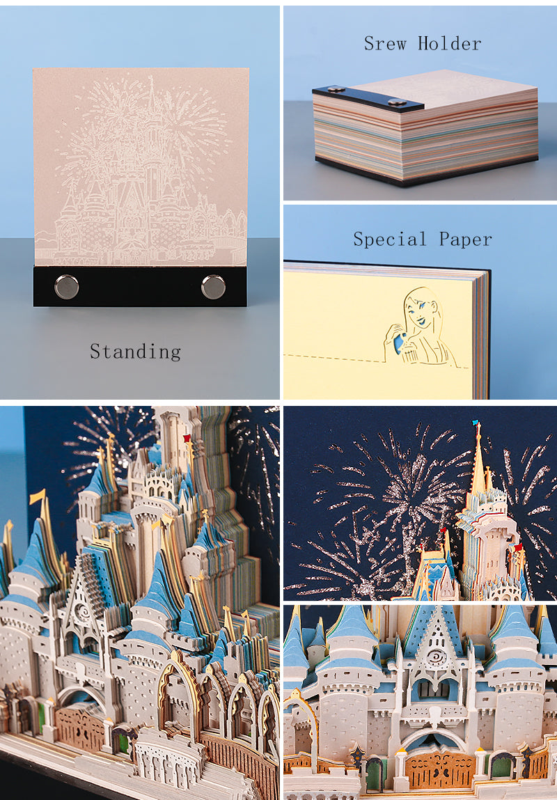 2pcs a Set Fairy Castle Omoshiroi Block Memo Pad Notepad Office Supplies School Stationery Customized Notepad Tear Off Pads Gift