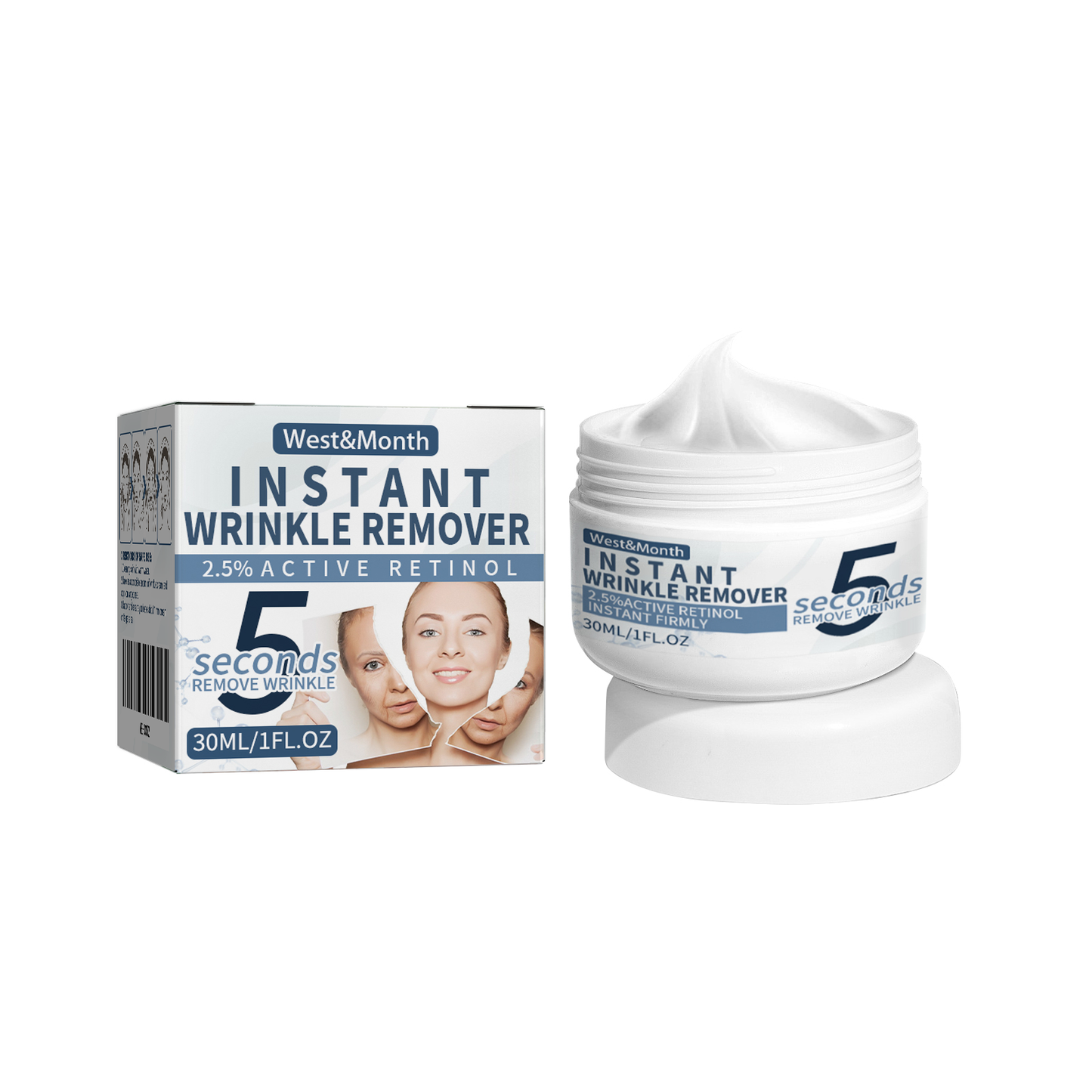 West&Month 5Second Retinol Face Cream Lighten Eye Fine Lines Hydrating Moisturizing Cream Soften Skin