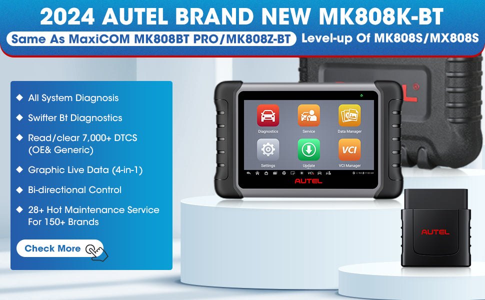 AUTEL Licensed Original Mk808bt Pro MK808Z BT MK808K BT Same Mk808s Mp808s 808 All Systems Obd2 Vehicle Car Diagnostic Tool