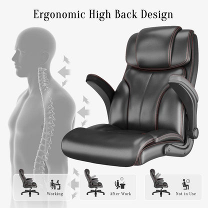 High Back Commercial Office Chair Adjustable Armrest Ergonomic Leather Comfortable Manager Desk Furniture Popular Modern Style