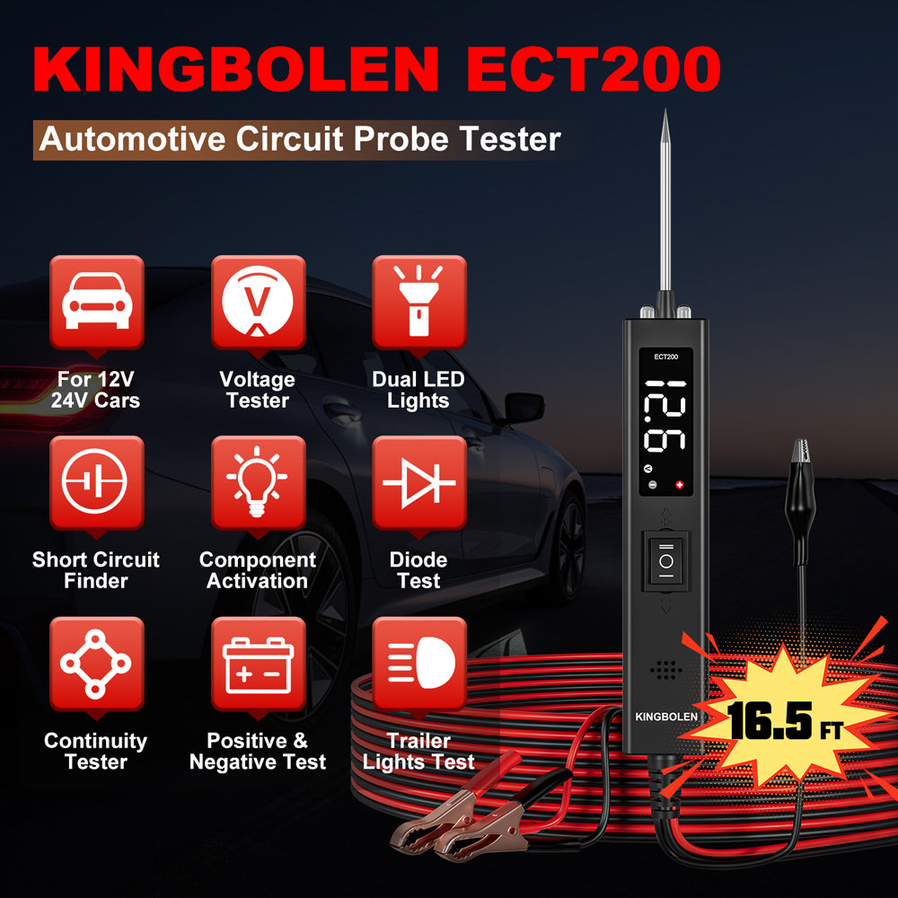 Kingbolen ECT200 Auto Circuit Tester Upgrade Kit Automotive Power Circuit Probe Tester With 20ft Extension Cable