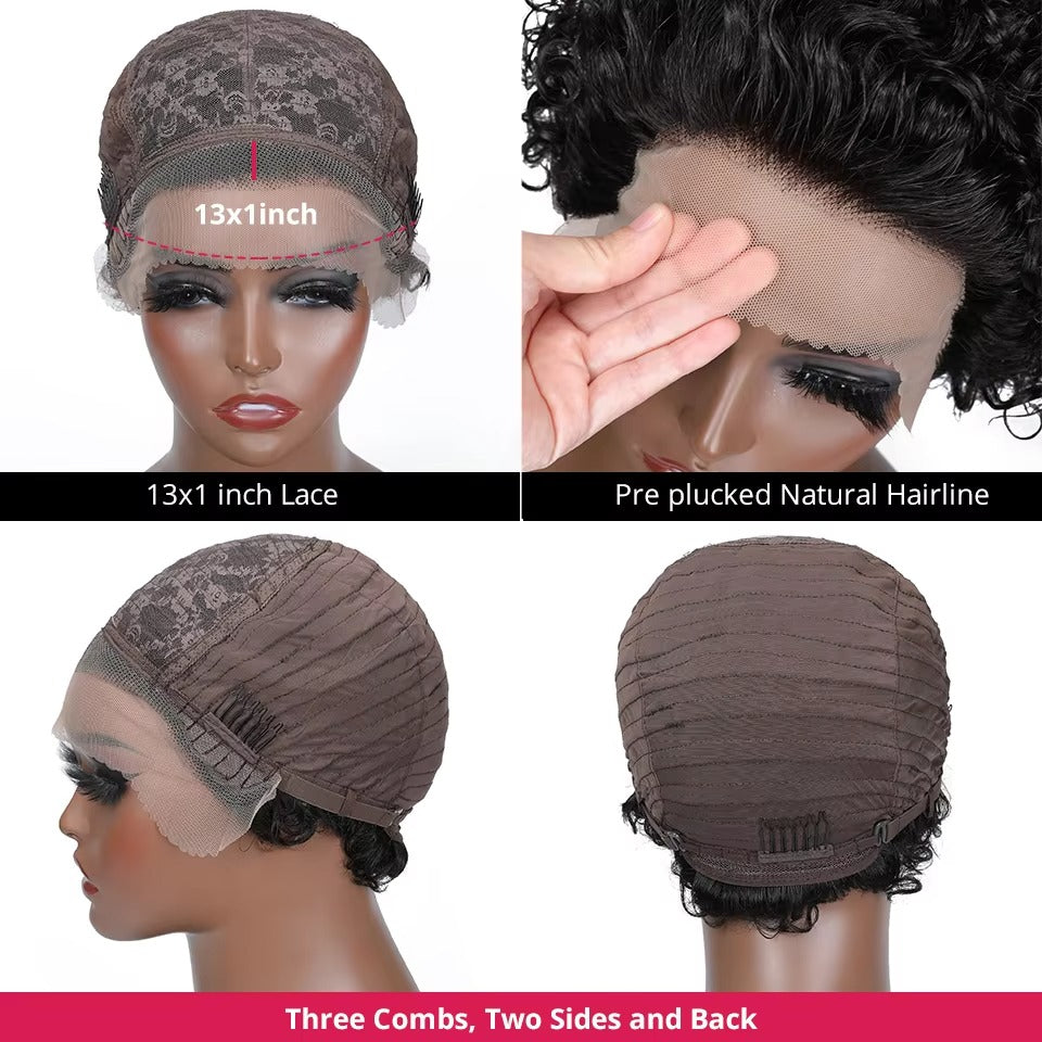 Pixie Wigs for Woman Factory-sold Cheap Wholesale Provide Customization High-quality 13x1pixie Wigs 100% Human Hair