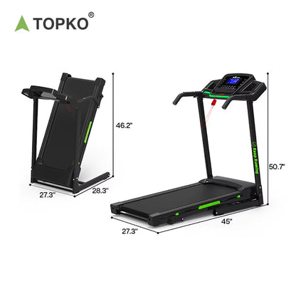 TOPKO in STOCK US WAREHOUSE Jogging Running Exercise Machine with Bluetooth & Pulse Monitor Folding Treadmill