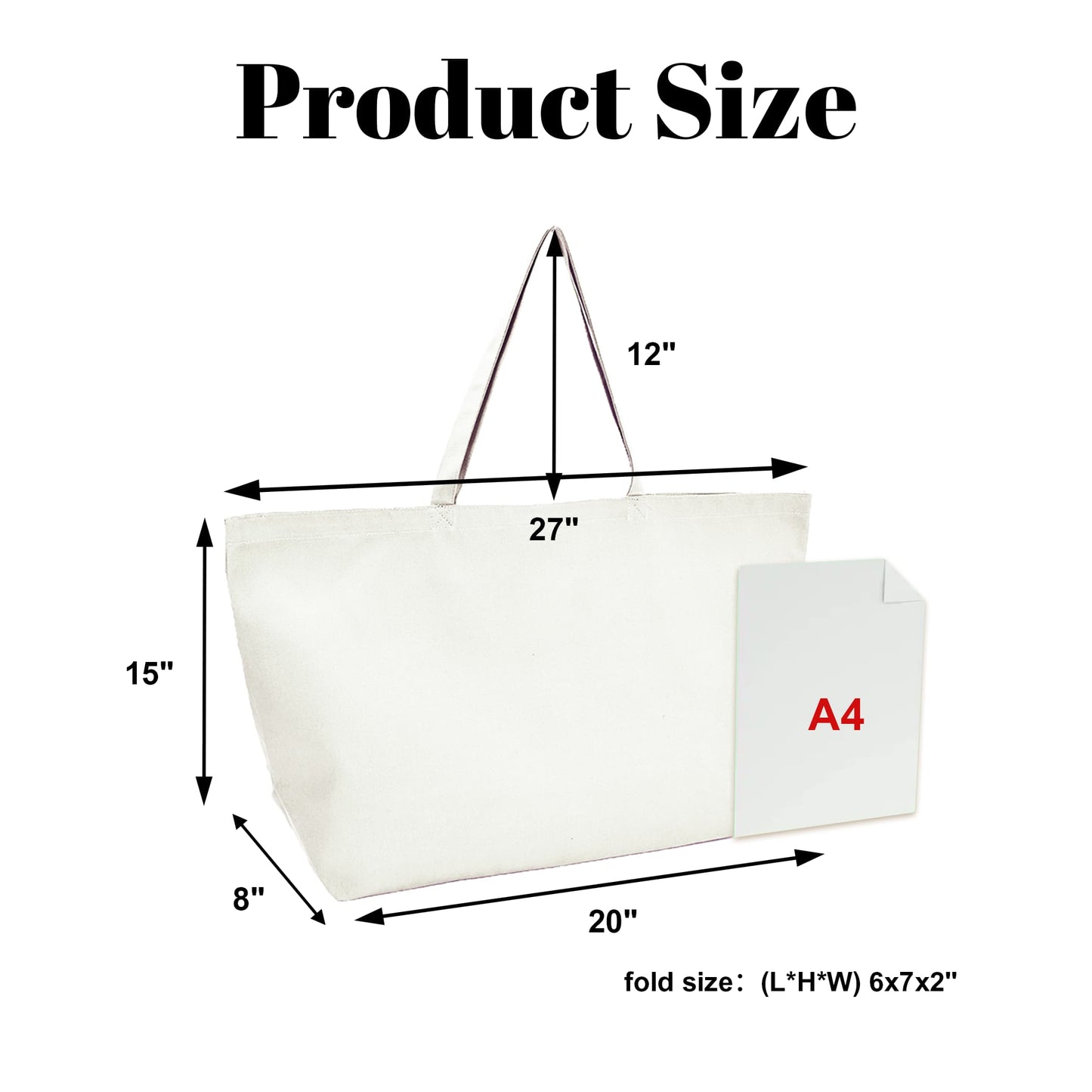 Popular Design White Everything Bag Extra Large Reusable Shopping Bag Eco Friendly Canvas Tote Bag