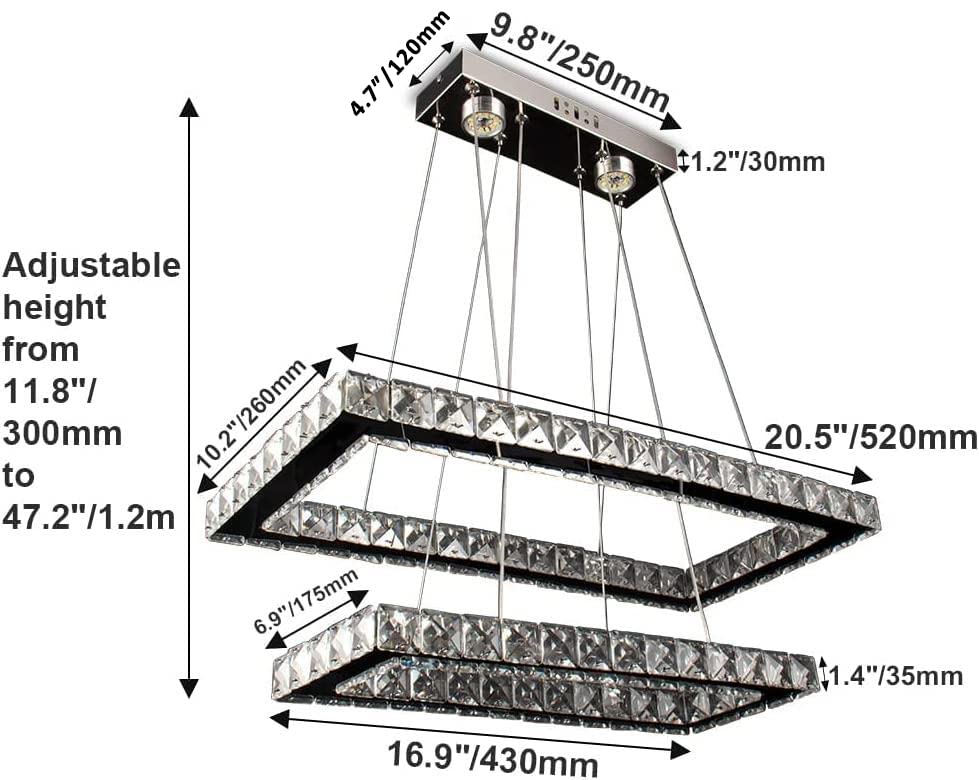 Modern Dimmable Atmoseric LED Crystal DIY Chandelier 2-Rectangular Design Remote Control Hotel Apartment Living Ceiling Lights