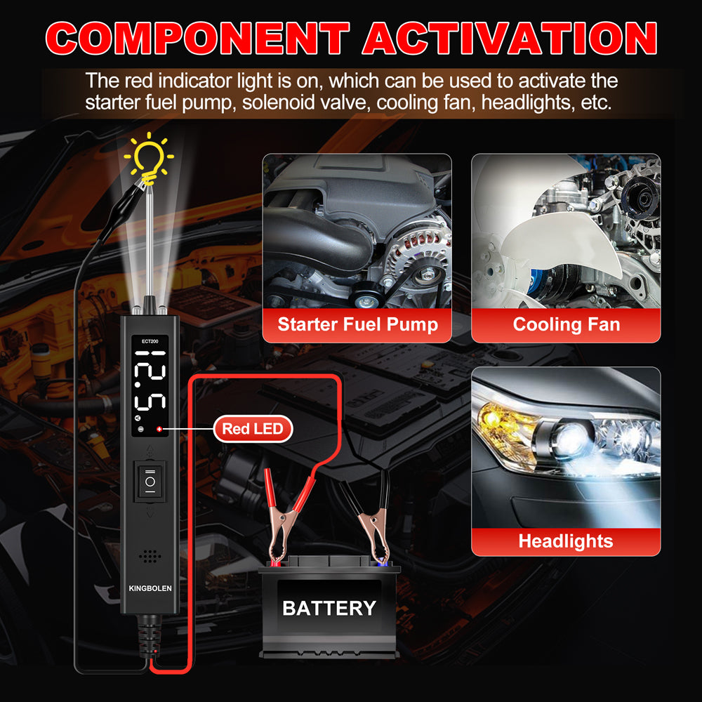 Kingbolen ECT200 Auto Circuit Tester Upgrade Kit Automotive Power Circuit Probe Tester With 20ft Extension Cable