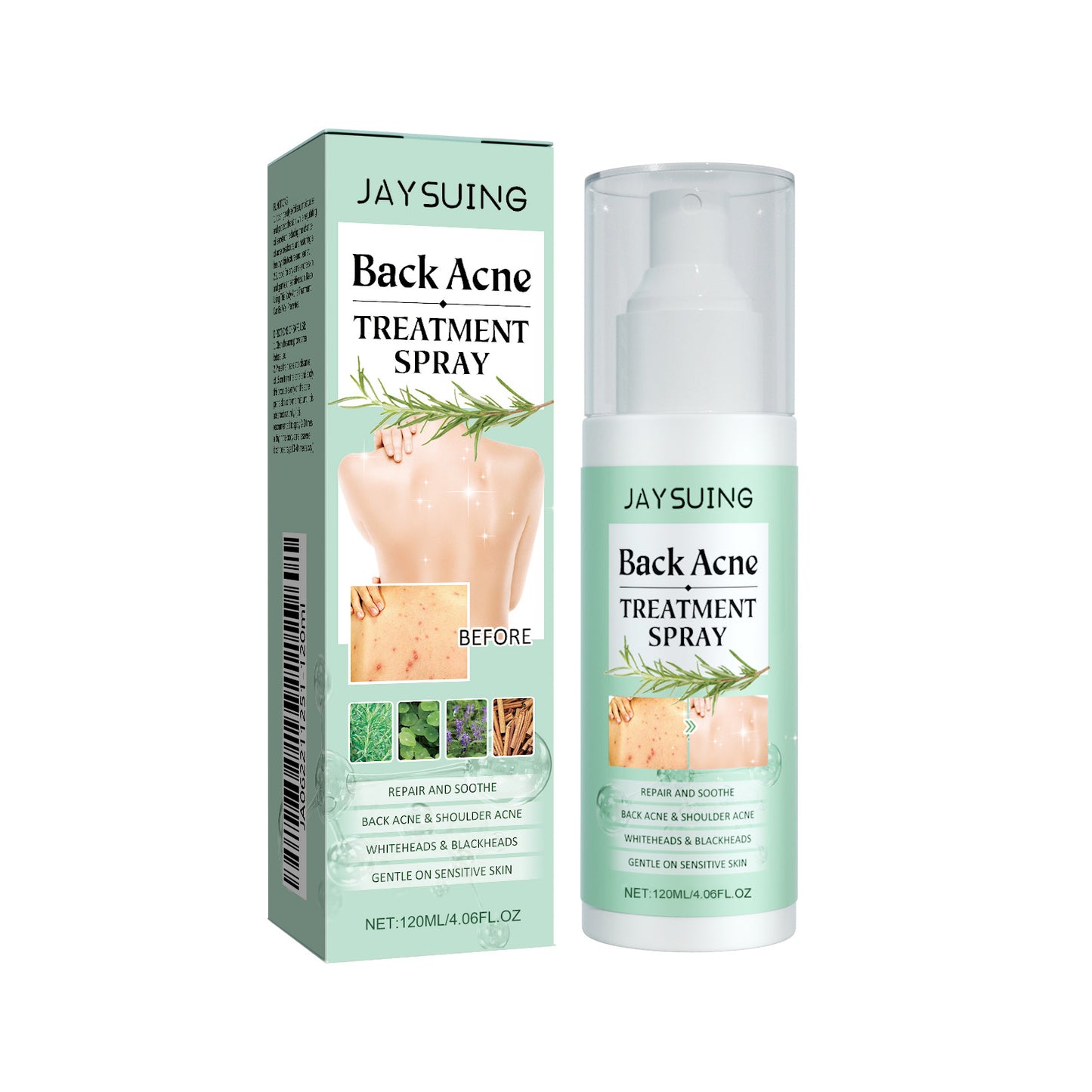 Jaysuing Back Care Spray Relieve Back Skin Moisturize Hydrate Body Clean Smooth Skin