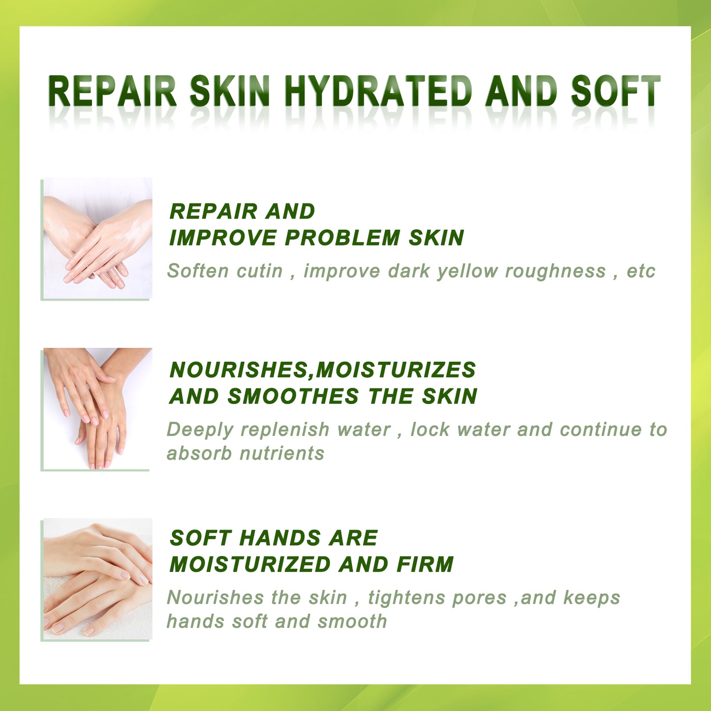 Jaysuing Green Tea Anti-Wrinkle Hand Mask Moisturizing Exfoliating Callus Repair Firming Tear-off Hand Mask