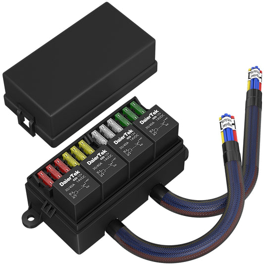 Universal 12 Way  Relay Box Block Panel Box ATC/ATO Fused 4 Pins 12V Relay Box Pre-wired for Automotive Car Marine Boat