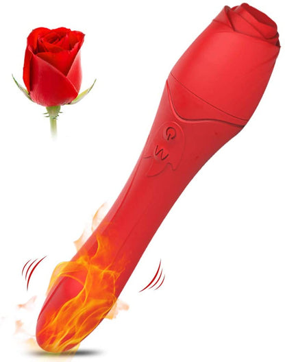 Silicone G-Spot Heating Red Rose Vibrator for Women Waterproof Female Vagina Clitoris Massager Sex Toys for Women%