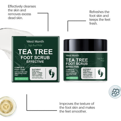 West&Month Tea Tree Foot Scrub Massage Softening Callus Cleaning Moisturizing Smooth Foot Scrub