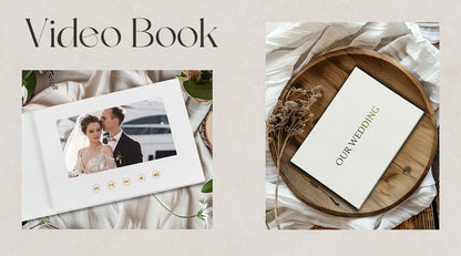 Custom OUR WEDDING GOLD FOIL 7 Inch IPS Video Book Wedding Linen Video Brochure Wedding Video Album