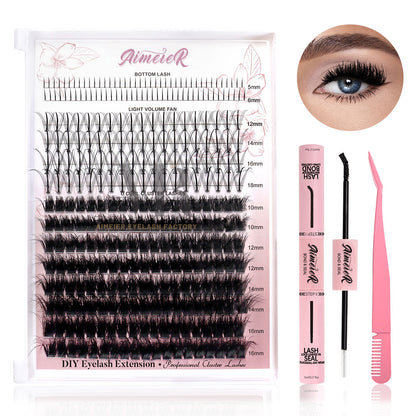 US Local Stock DIY Segment Eyelashes Individual Lash Extension Mega Set 336 Pcs Silk Cluster Lashes Book