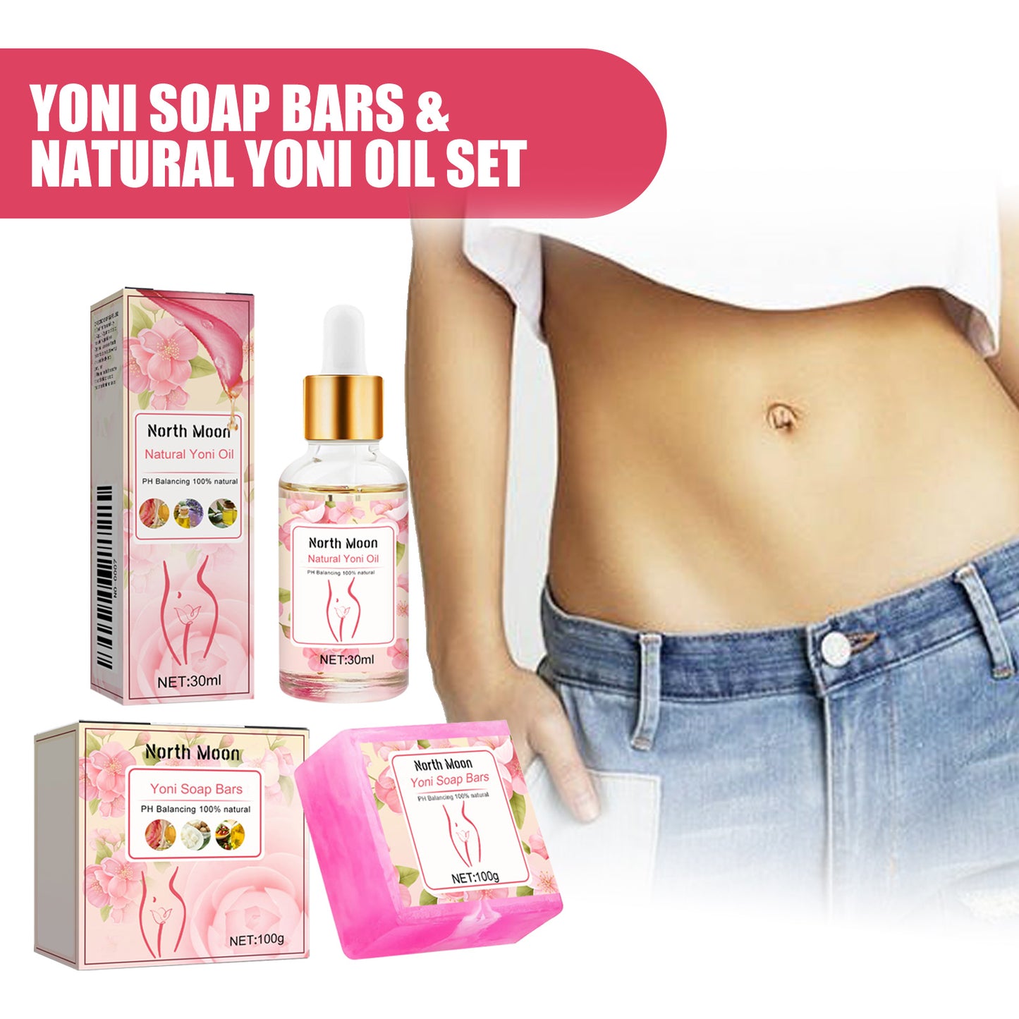 North Moon Women's Cleaning Care Essence Body Skin Cleansing Gentle Bath Soap Care Essence