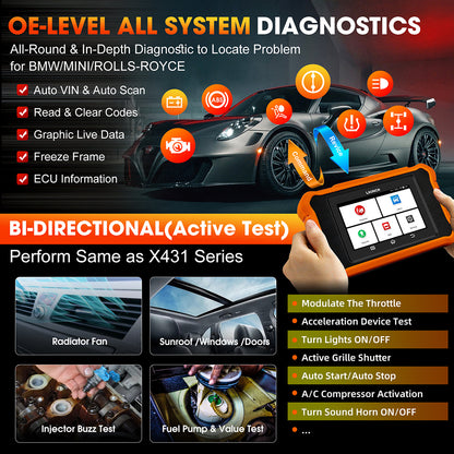 Launch CRE 2.0 for BMW Series Automotive Diagnostic Tool ECU Coding OBD2 EOBD Code Reader Full Reset Function Vehicle Fault Scan