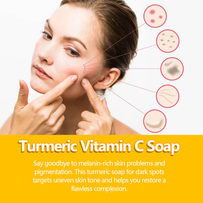 EELHOE Turmeric Cleansing Soap Facial Cleansing Soap for Spot and Acne Fading, Brightening and Softening Skin