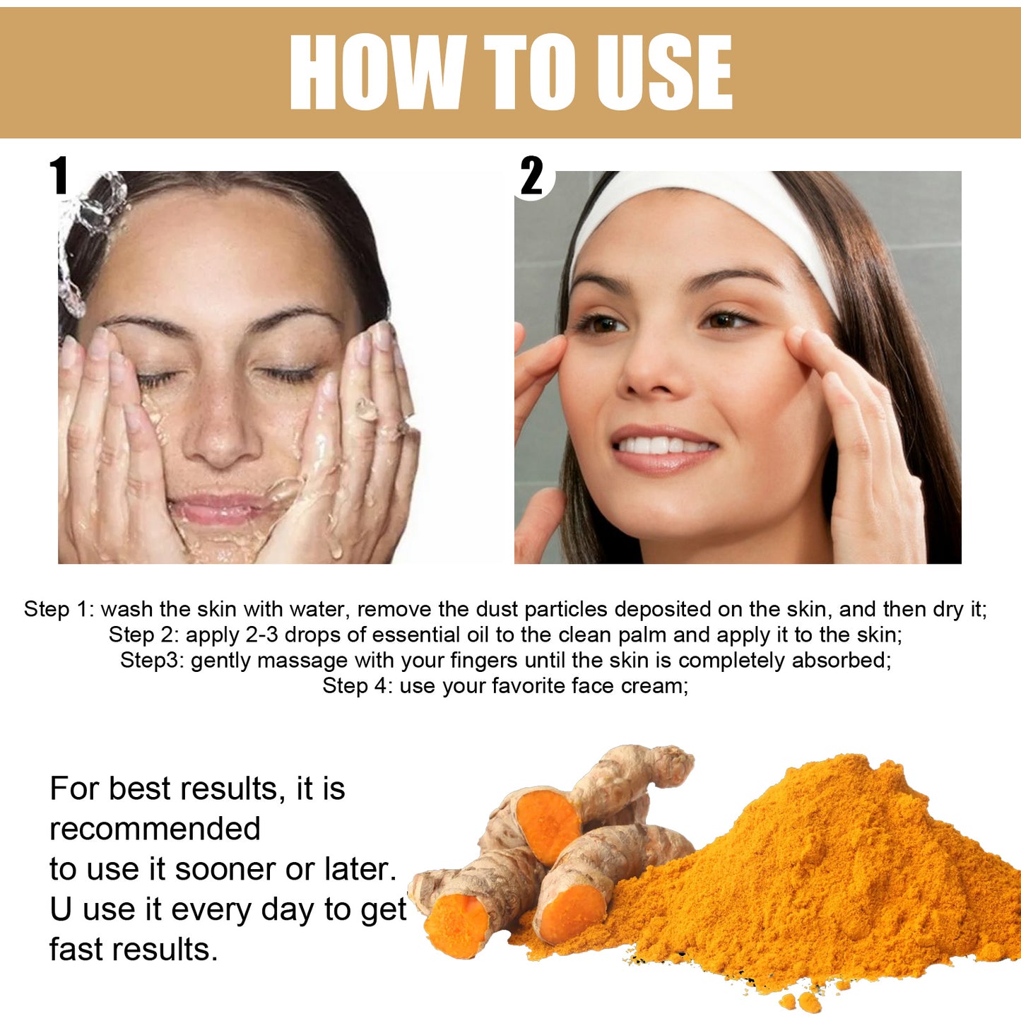 EELHOE Turmeric Correction Essence Facial Care Moisturizing Gentle Moisturizing Skin Care Essence