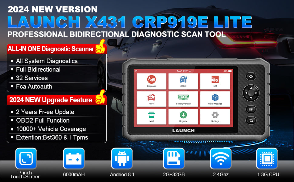 Global Version  CRP919E Lite All System Bi-directional Auto Scan Tool With 32 Resets OBD2 Scanner Support FCA SGW AutoAuth