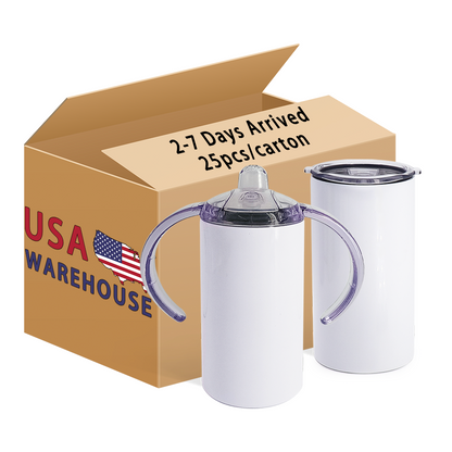 Hot Sale US Free Shipping 12oz Kids Double Wall Stainless Steel Blanks Tumbler With Handle 2 Lids Sippy Cup Sublimation Tumblers