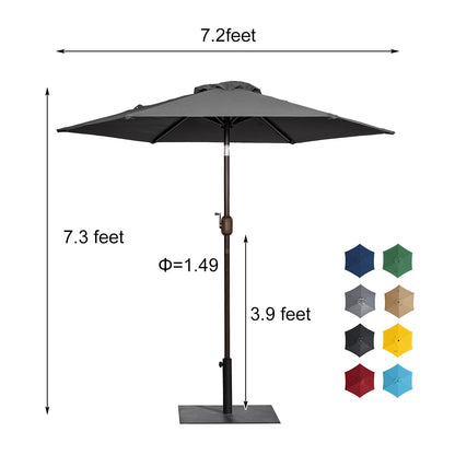 7 ft Heavy-Duty Round Outdoor Market Table Patio Umbrella Parasol W/Steel Pole, Push Button Tilt