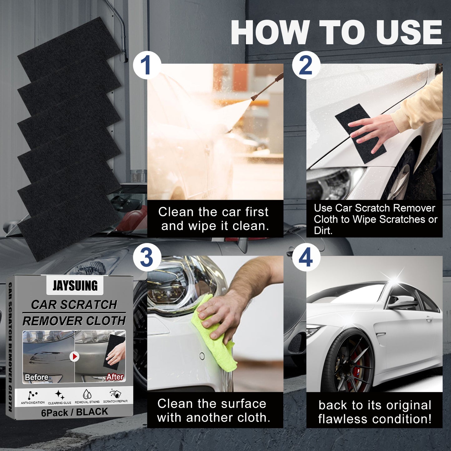 Jaysuing Car Scratch Cleaning Cloths Nano Flash Cloth Car Scratch Water Stain Cleaning Scratch Care Maintenance