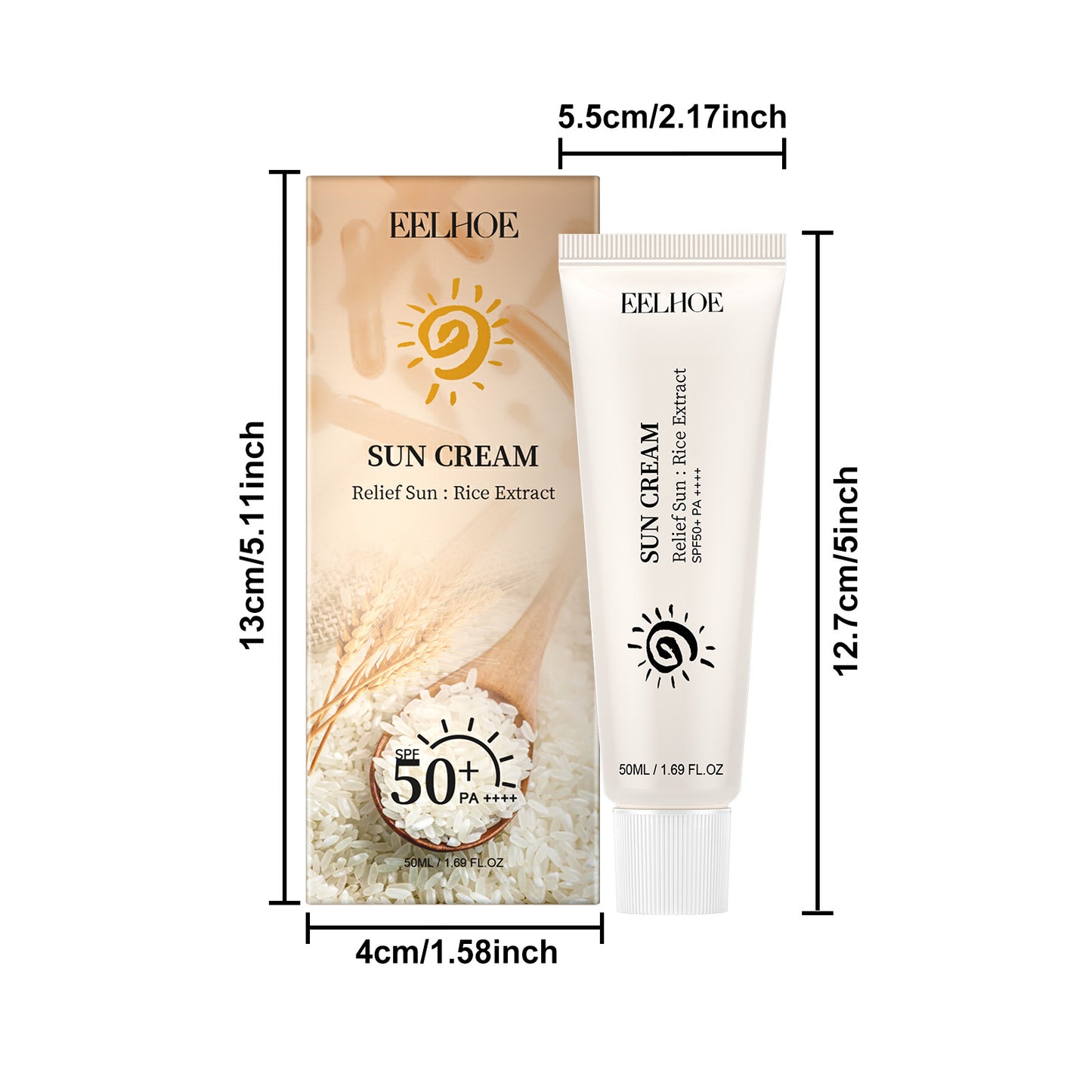 EELHOE Rice Protective Cream Moisturizing, refreshing, non-sticky, naturally UV-resistant, increases skin elasticity