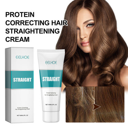 EELHOE Protein Hair Straightening Cream Smooth Frizz Repair Split Ends Damaged Hair Straightening No Heat Care Cream