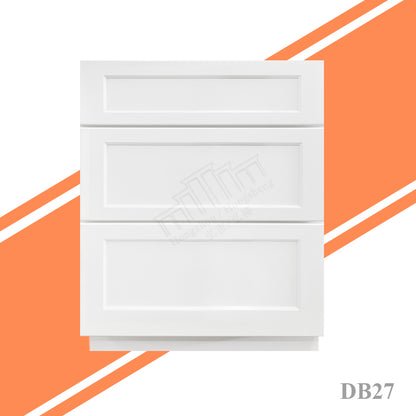 In Stock DB12-DB36 Durable Solid Wood Kitchen Cabinets White Kitchen Base Cabinets With Wooden Drawers RTA 3 Drawer Base Cabinet