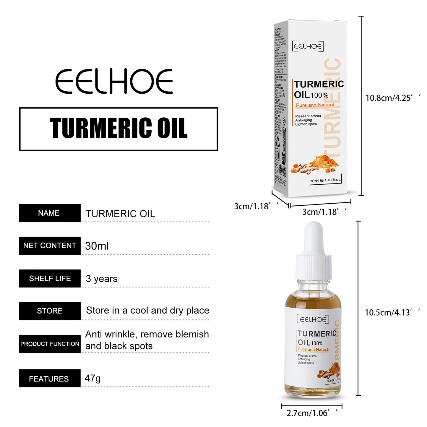 EELHOE Turmeric Correction Essence Facial Care Moisturizing Gentle Moisturizing Skin Care Essence