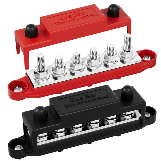 275A Heavy Duty Bus Bar Power Block Terminal 6X 5/16" Post (M8) Electrical Terminal Block Connector Busbar Battery