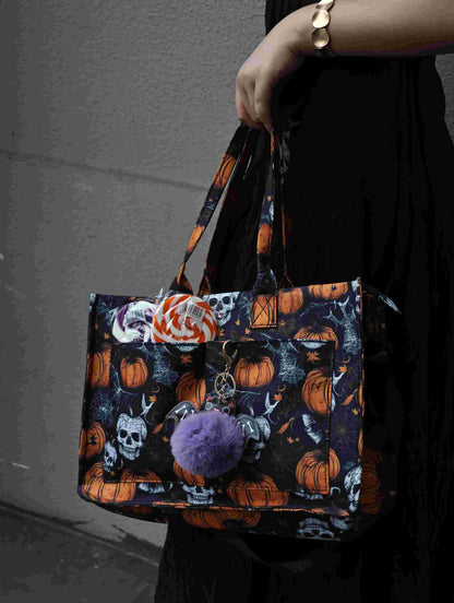 New Halloween Gift Canvas Tote Bag Candy Bag Ghost Festival Pumpkin Jewelry Props Gift Handbag Bag