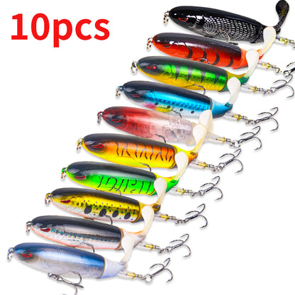 10pcs/set 35g 14cm Topwater Fishing Lure Kit with Lifelike Swiveling Tail Vibrant Realistic Bait for Freshwater & Saltwater