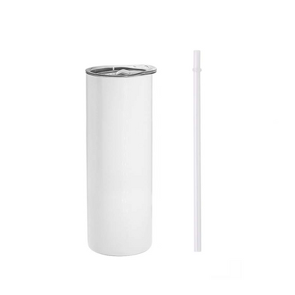 USA Warehouse 20oz 30oz White Sublimation Blanks Stainless Steel Skinny Straight Sublimation Tumblers With Straw Wholesale Bulk