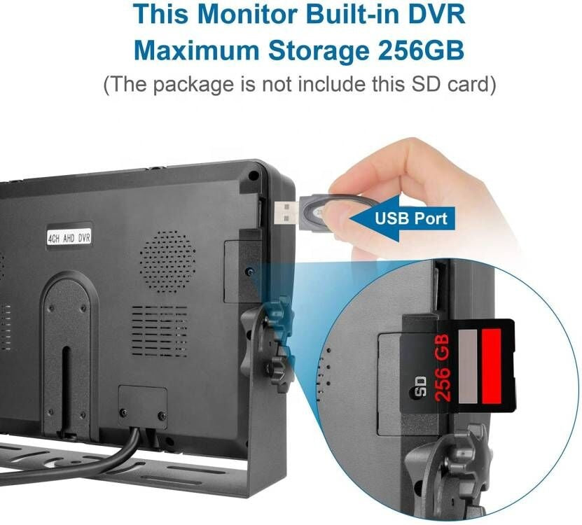 IPoster 360 Degree Viewing CCD Camera and 9in 1080P Quad Split Loop Recording Monitor IP68 9V-36V 9in IPS Monitor KIT